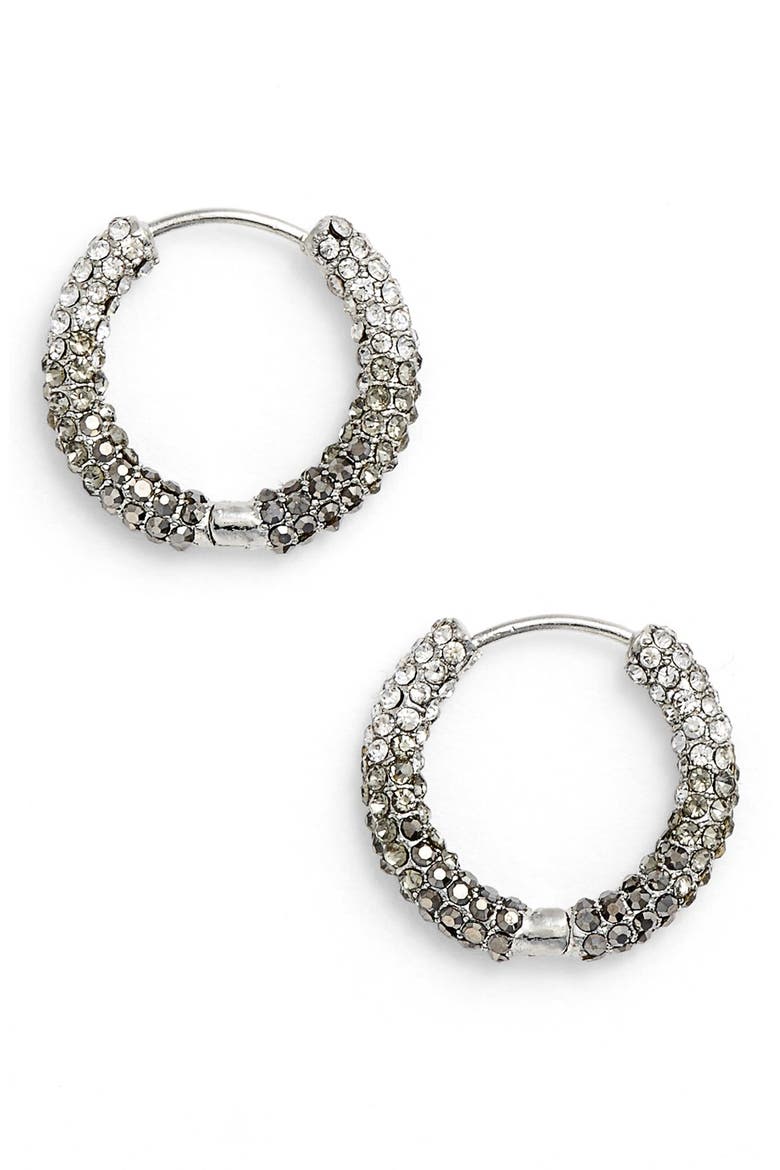 Pavé Crystal Hoop Earrings, Main, color, CRYSTAL/ SILVER