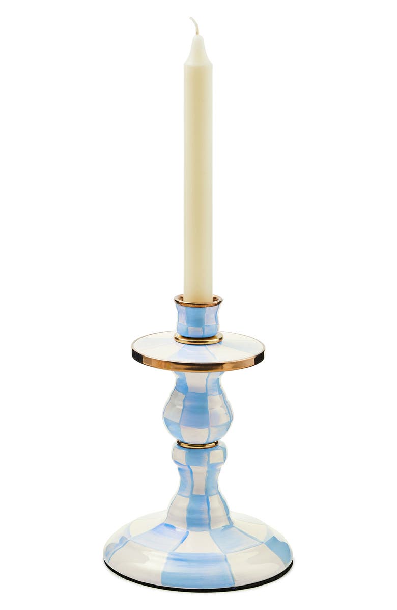 MACKENZIE CHILDS Sky Check Small Candlestick, Alternate, color, Sky Check