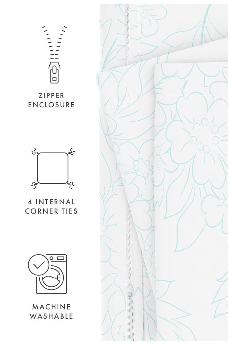 Premium Ultra Soft Vine Pattern 3-Piece Duvet Cover Set, Alternate, color, AQUA