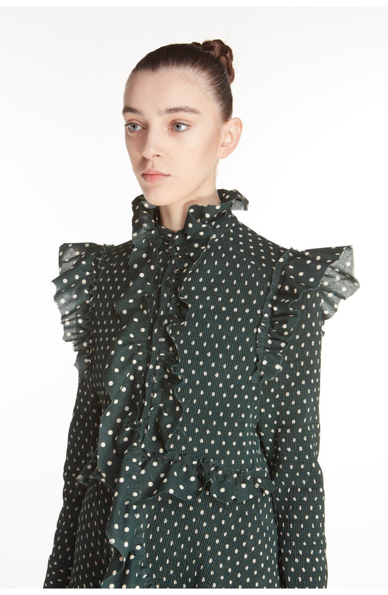 VETEMENTS High Neck Frilled Polka Dot Dress, Alternate, color, 