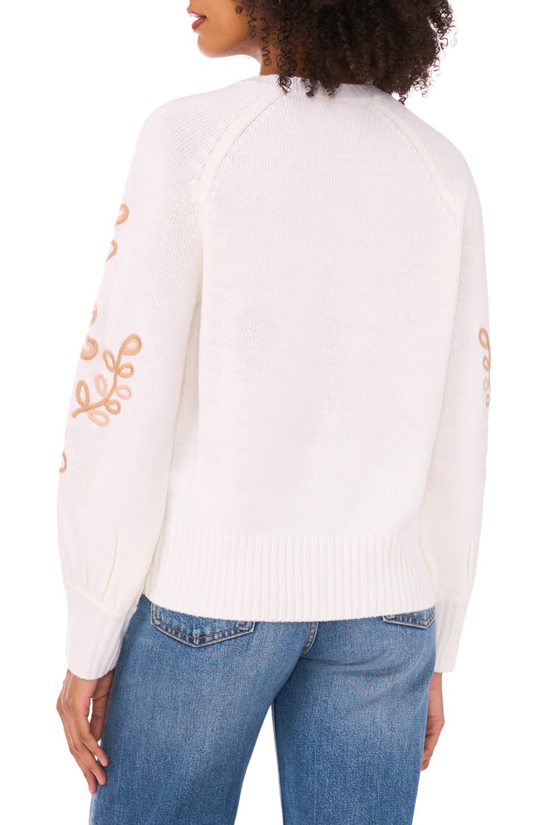 1.STATE Floral Embroidered Bubble Sleeve Sweater, Alternate, color, New Ivory