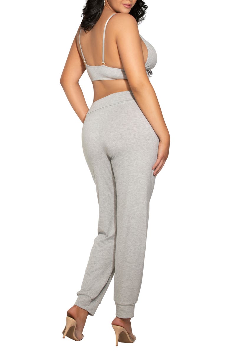 Seven ‘til Midnight Jersey Bralette & Joggers Pajamas, Alternate, color, Heather Grey