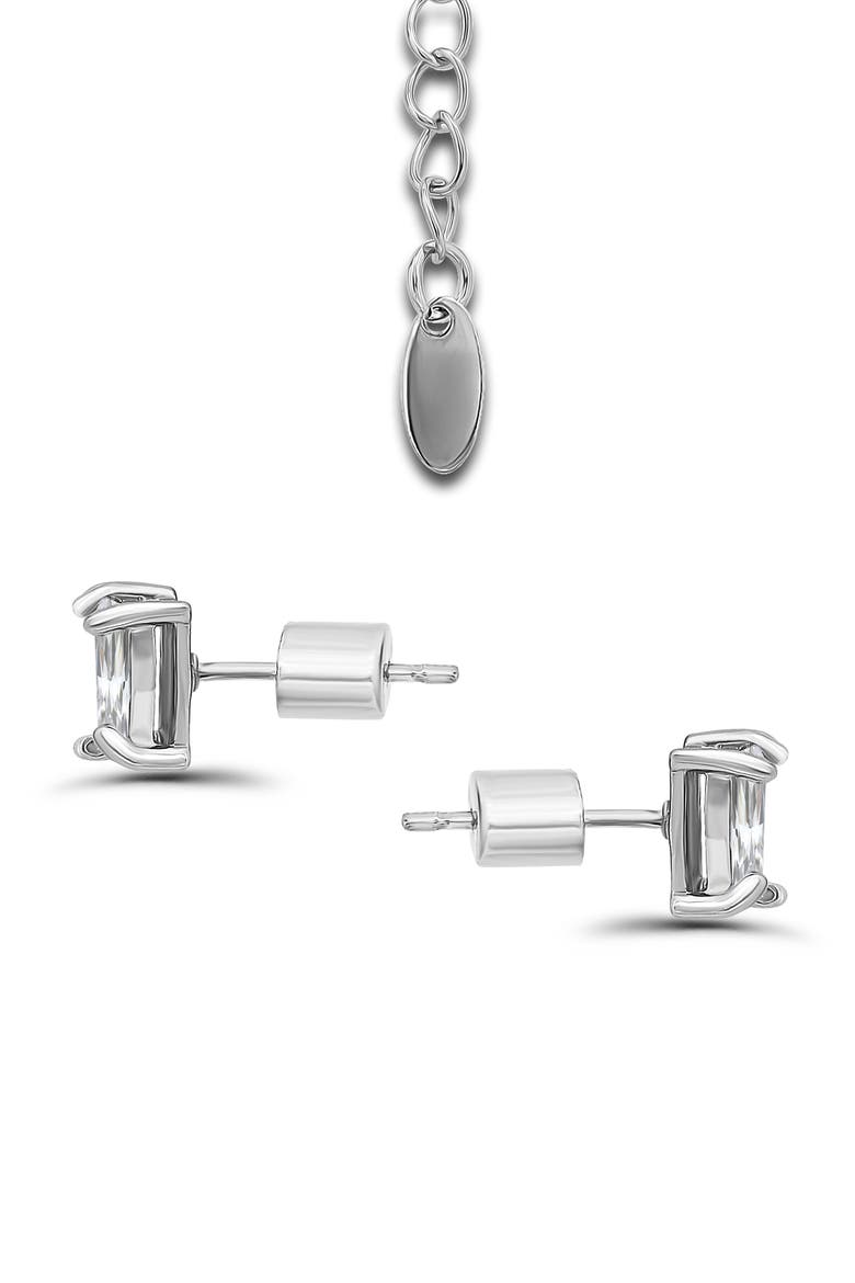 Cubic Zirconia Floral Necklace & Stud Earrings Set, Alternate, color, SILVER