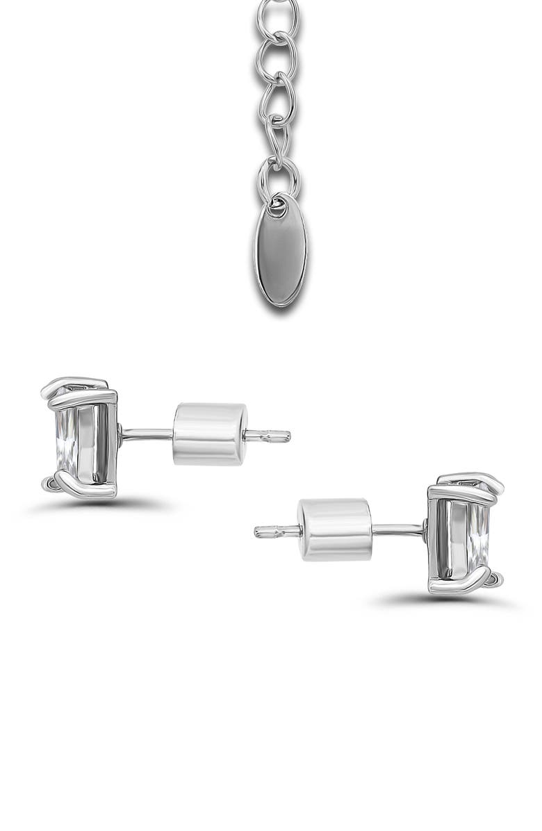 Christian Siriano Cubic Zirconia Floral Necklace & Stud Earrings Set, Alternate, color, Silver