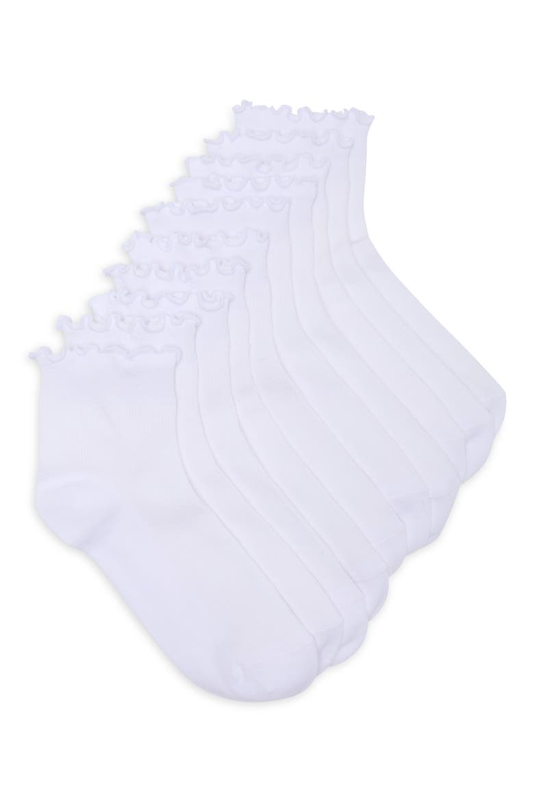 LETTUCE EDGE RIBBED QTR 5PK, Main, color, WHITE