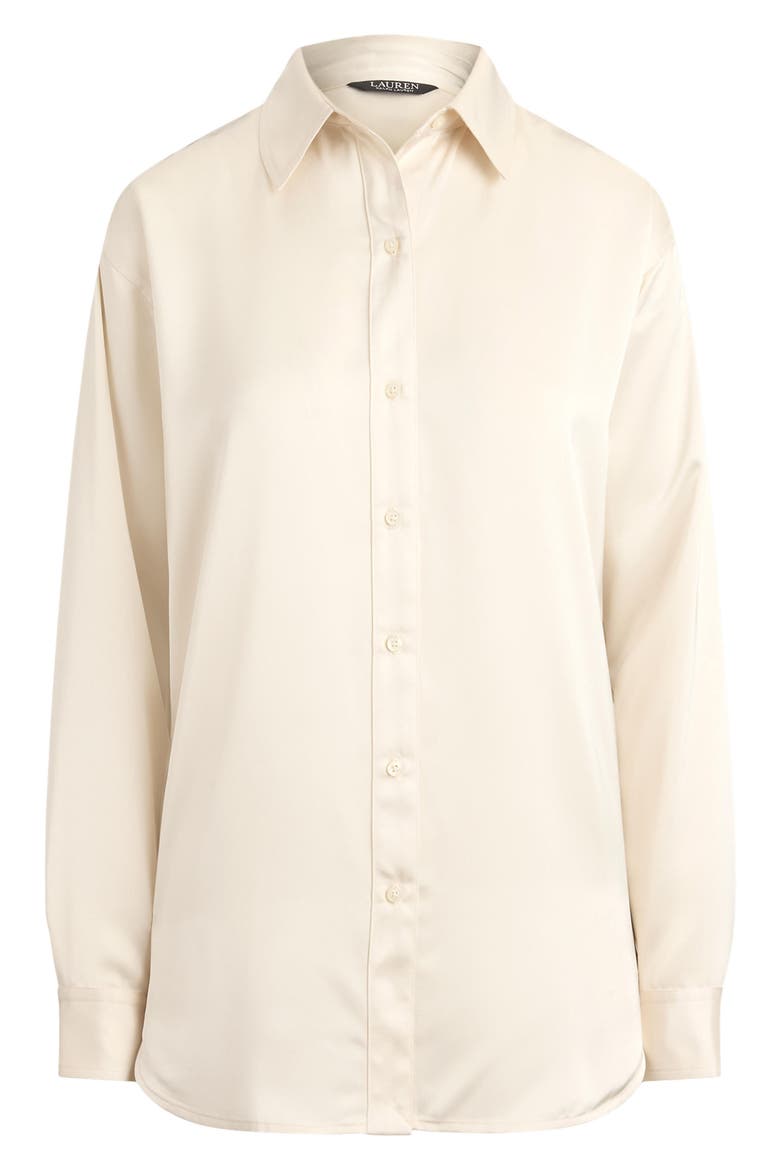 Relaxed Fit Satin Charmeuse Shirt, Alternate, color, WINTER CREAM