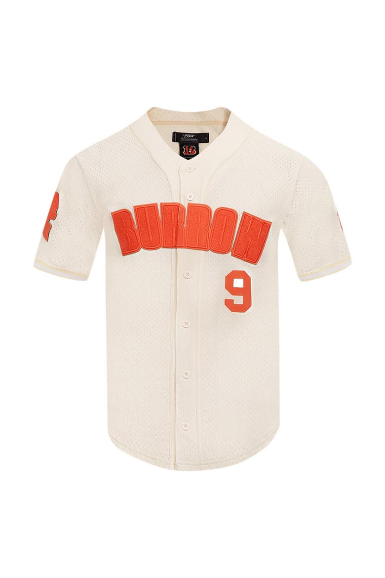 Men's Pro Standard Joe Burrow Cream Cincinnati Bengals Name & Number Triple Tonal Button-Up Baseball Jersey, Alternate, color, Cream