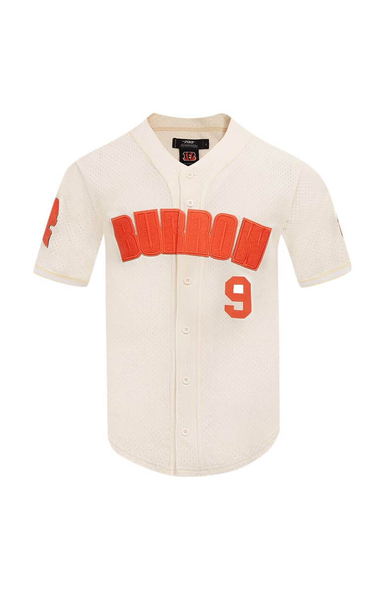 PRO STANDARD Men's Pro Standard Joe Burrow Cream Cincinnati Bengals Name & Number Triple Tonal Button-Up Baseball Jersey, Alternate, color, Cream
