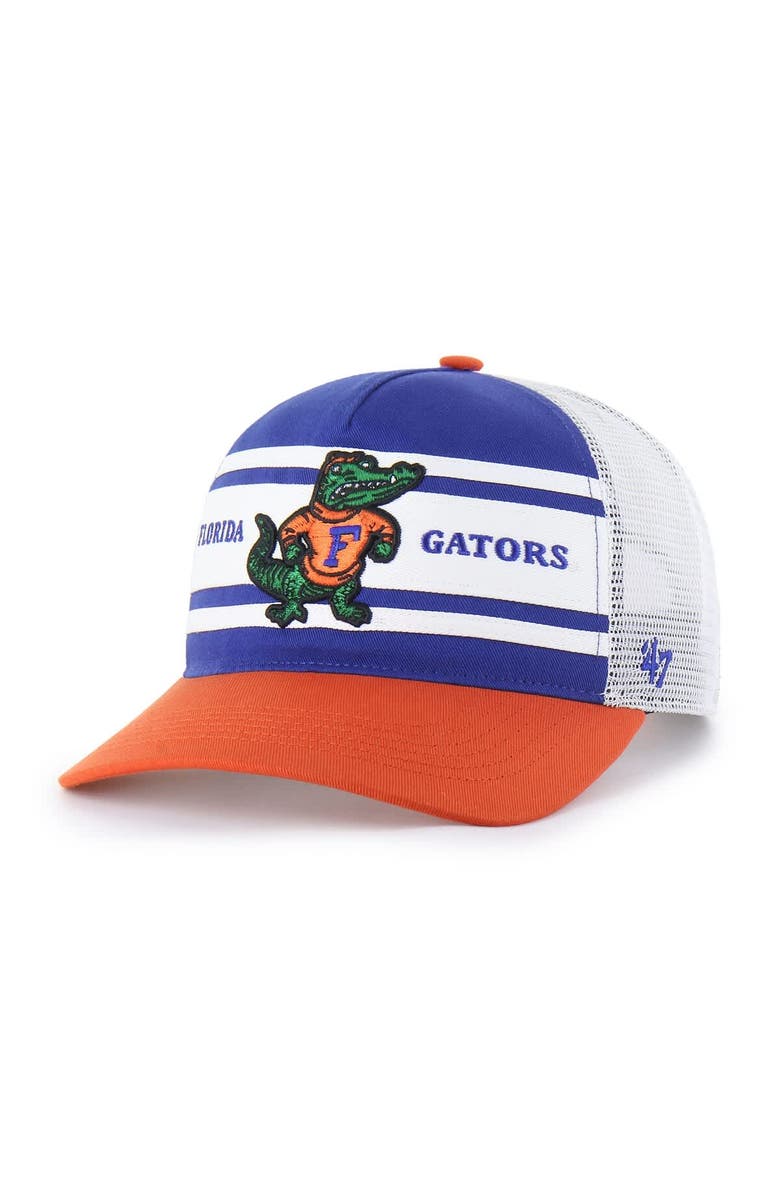 '47 Youth '47 Royal/Orange Florida Gators Super Stripe Hitch Adjustable Trucker Hat, Main, color,