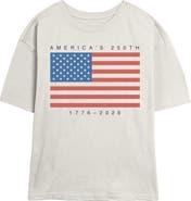 Lost Gods Junior's America's 250th Anniversary Flag Short Sleeve Skimmer T-Shirt