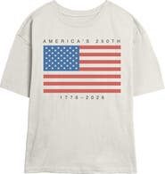 Lost Gods Junior's America's 250th Anniversary Flag Short Sleeve Skimmer T-Shirt