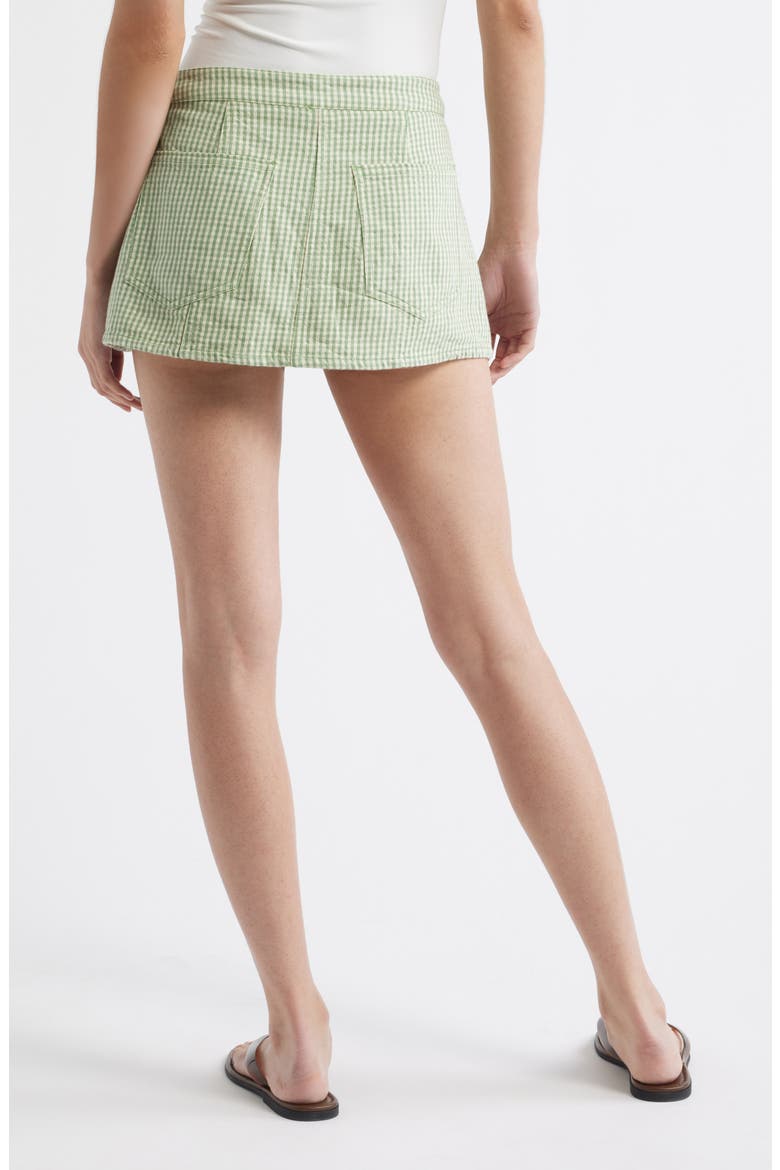 Georgie Micro Gingham Front Wrap Skort, Alternate, color, GREEN COMBO