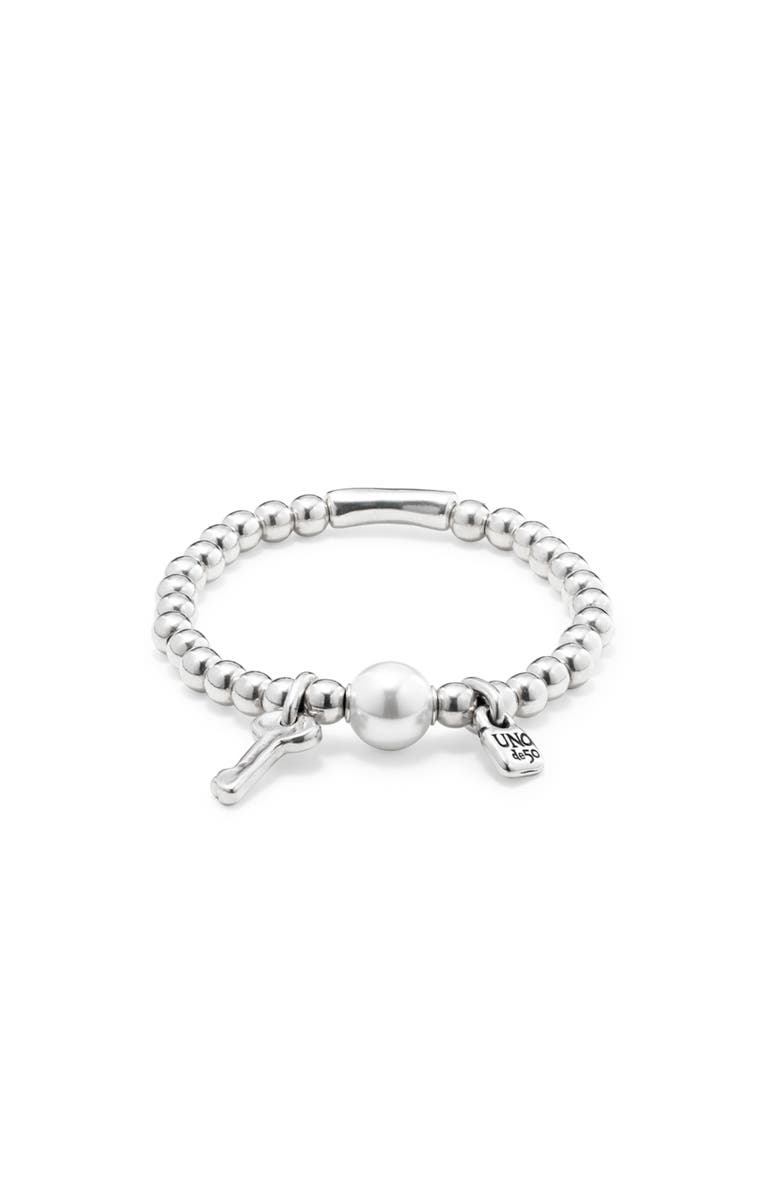 UNODE50 Luna Pearl and Charms Bracelet, Main, color, Silver