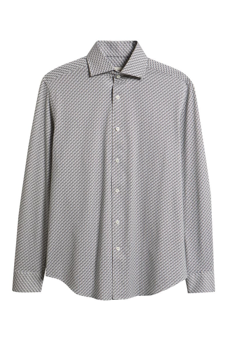 Devon OoohCotton® Geometric Print Long Sleeve Button-Up Shirt, Alternate, color, PLATINUM