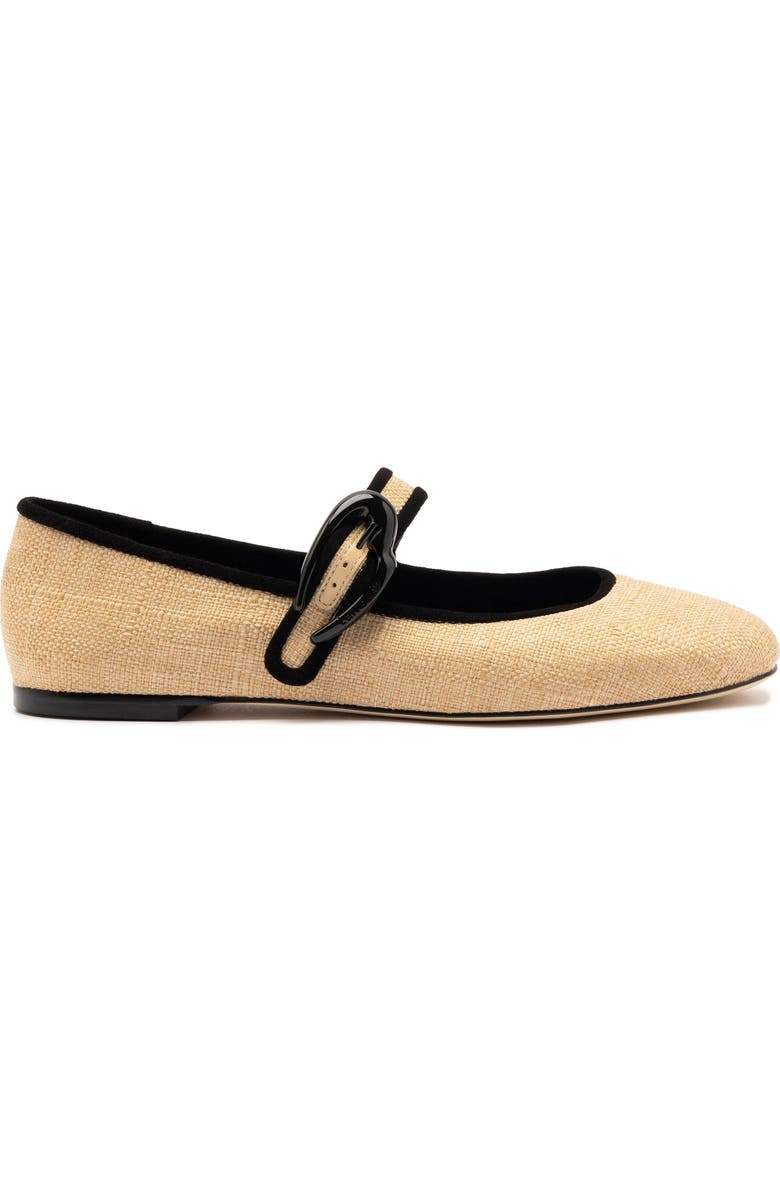 Larroudé Verona Ballet Flat, Main, color, Beige Raffia And Black