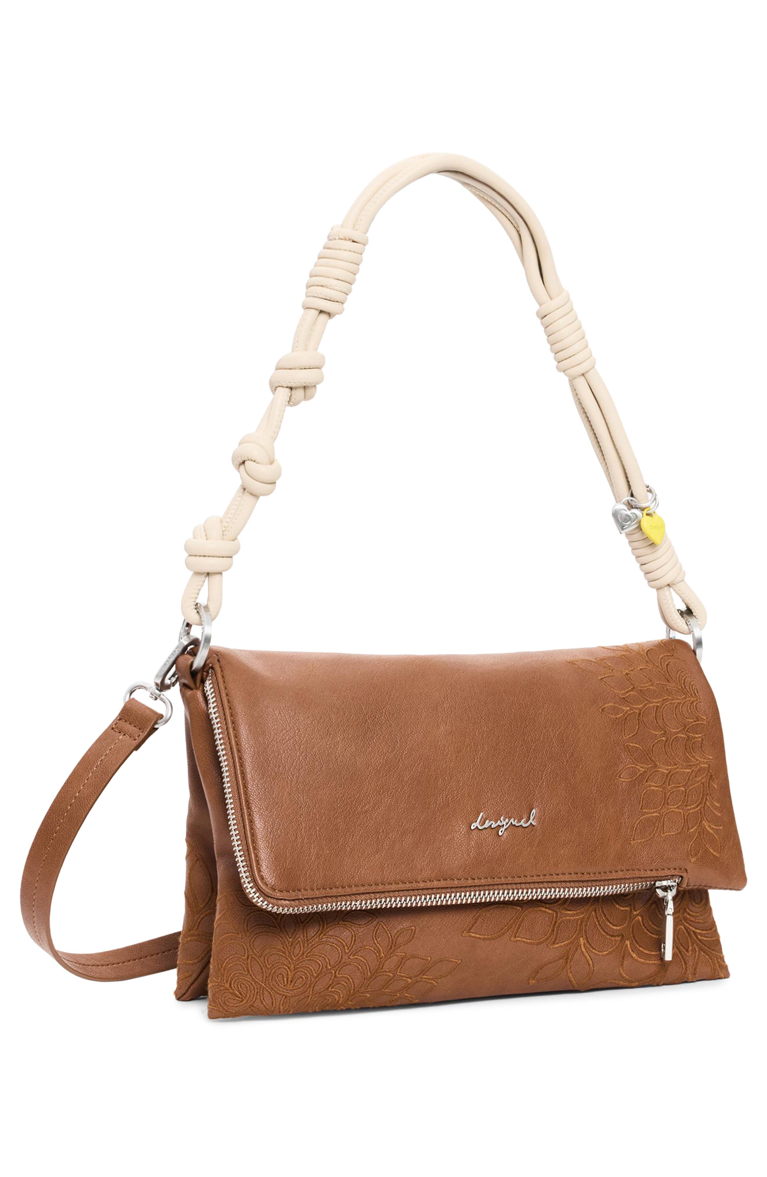 Desigual Embroidered Logo Charm Crossbody Bag, Alternate, color, 