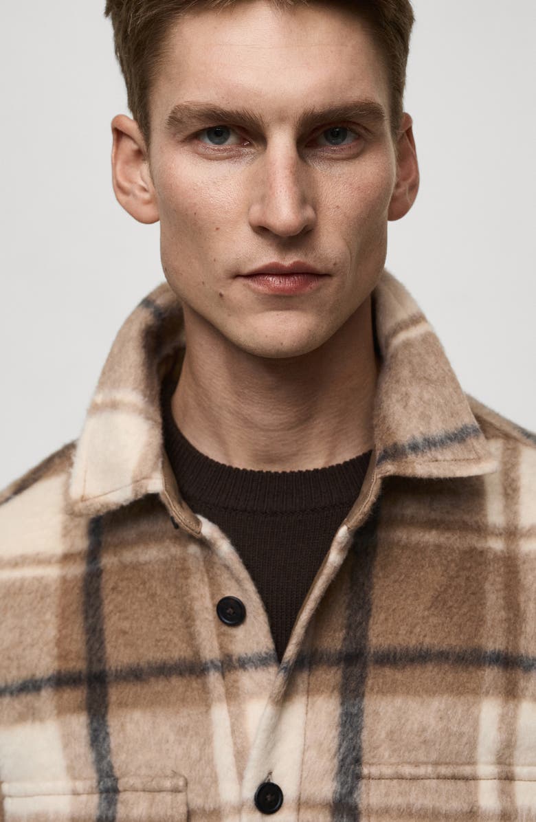 MANGO Textured Check Flannel Overshirt, Alternate, color, 