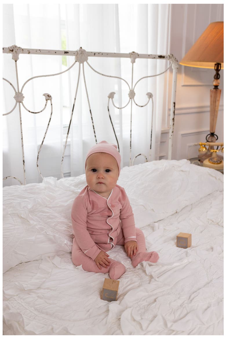 Ribbed Grandpa Footie for Baby Girl, Alternate, color, Pink