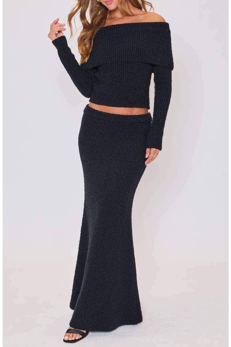 Ruby Foldover Off the Shoulder Rib Sweater, Alternate, color, BLACK