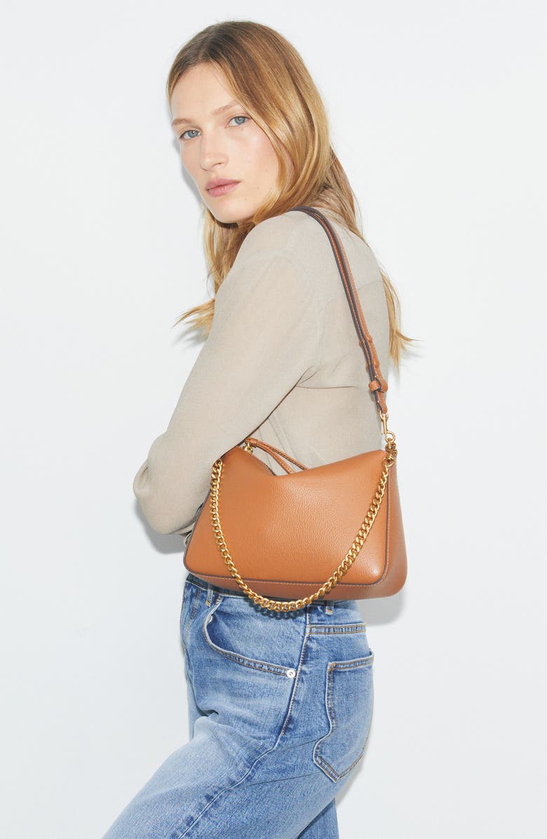 Tory Burch Small Perry Leather Shoulder Bag, Alternate, color, Autumn Brown