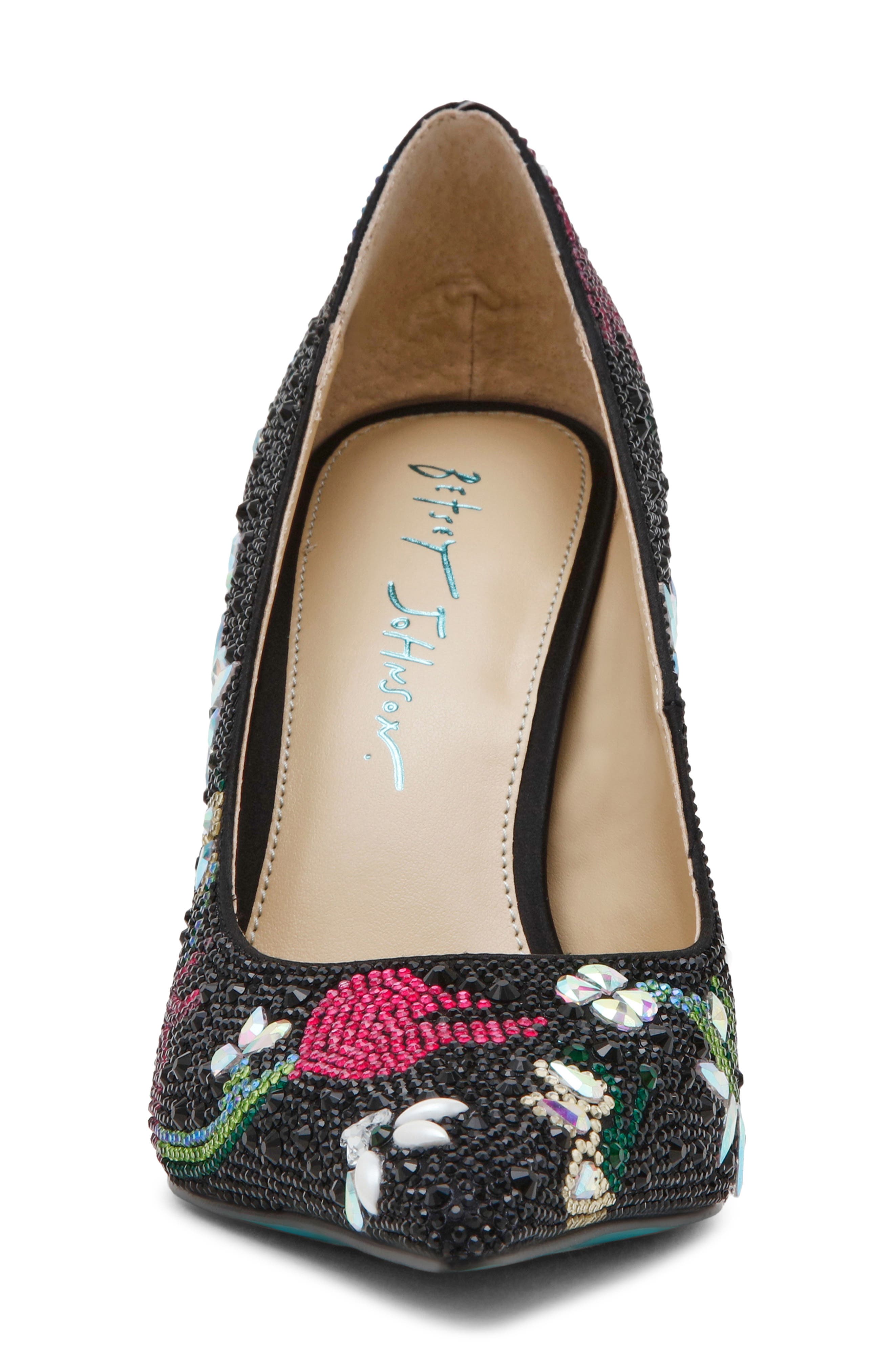 Brice Crystal Floral Pump, Alternate, color, BLACK MULTI