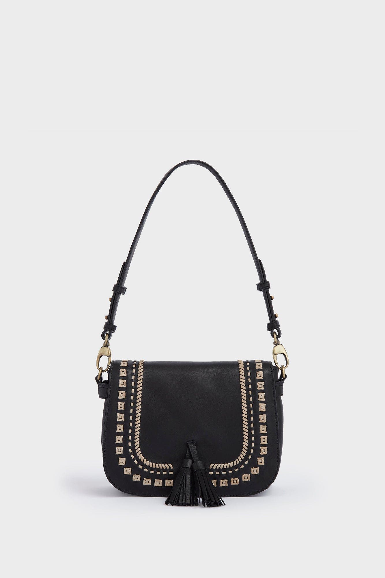 Osprey London The Dakota Leather Crossbody Bag, Main, color, Black