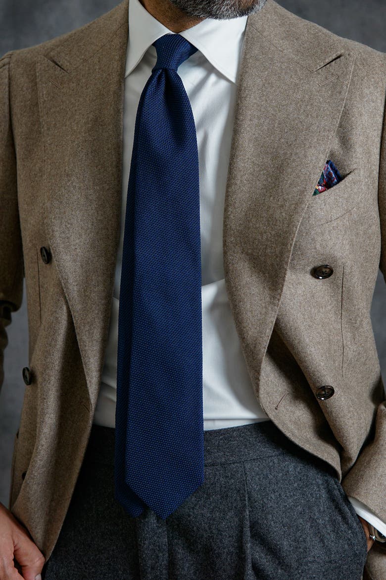 Marino - Silk Grenadine Tie for Men, Alternate, color, Navy Blue