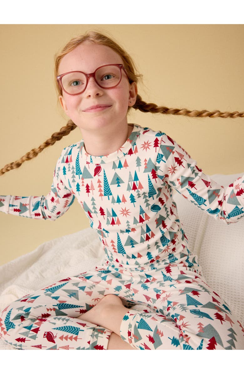 Tea Collection Goodnight Pajama Set, Alternate, color, Holiday Woodland Scene