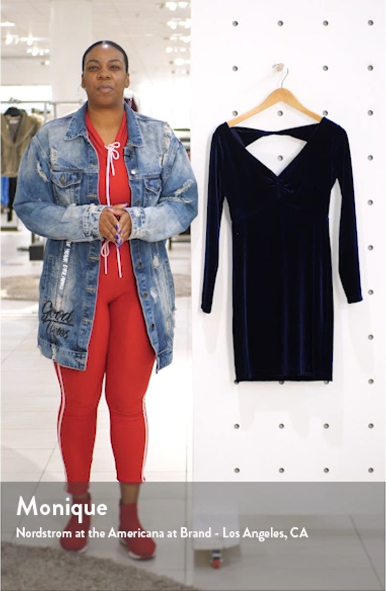 Velvet V-Neck Long Sleeve Cocktail Dress, sales video thumbnail