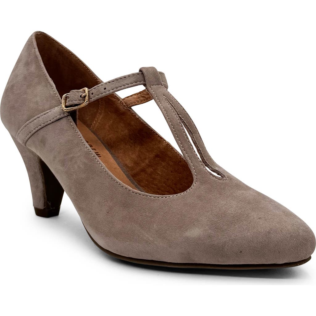 Chelsea Crew Gin T-strap Pump In Taupe Suede