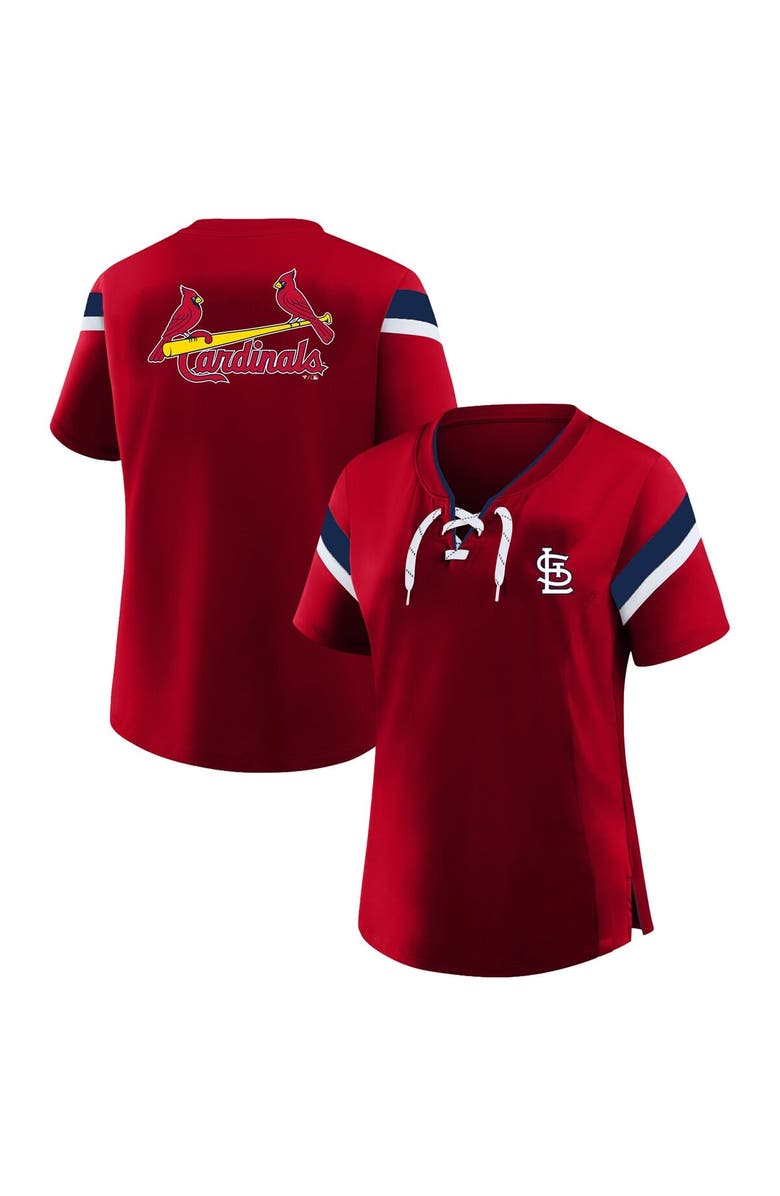 PROFILE Women's Profile  Red St. Louis Cardinals Lace-Up T-Shirt, Main, color, Red