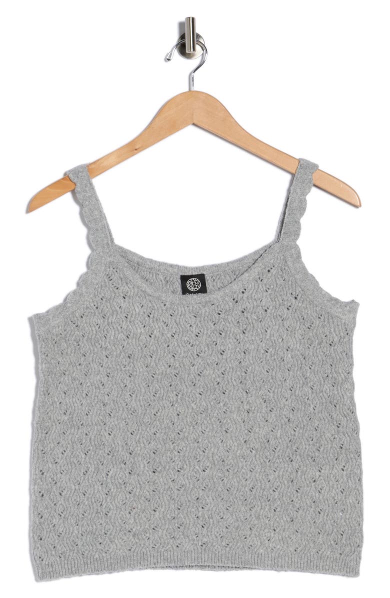 Bobeau Pointelle Crop Sweater Tank, Alternate, color, Heather Grey