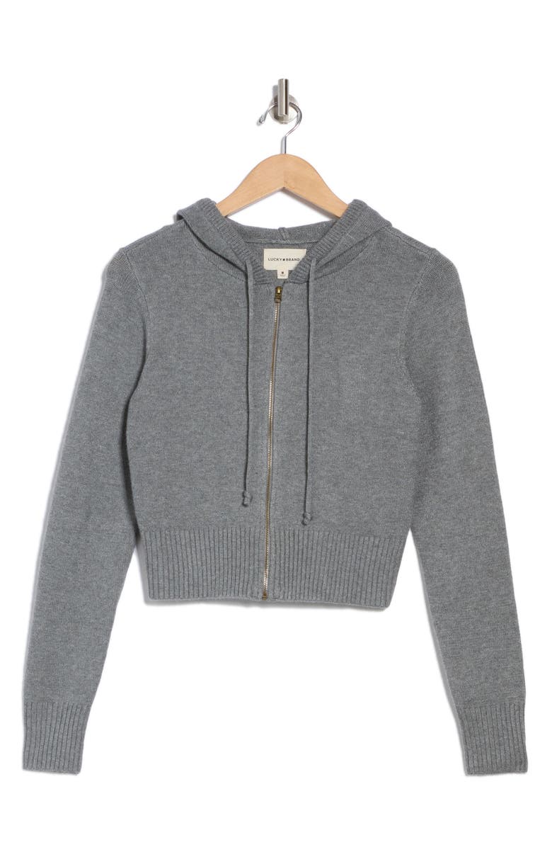 Lucky Brand Knit Zip-Up Hoodie, Alternate, color,