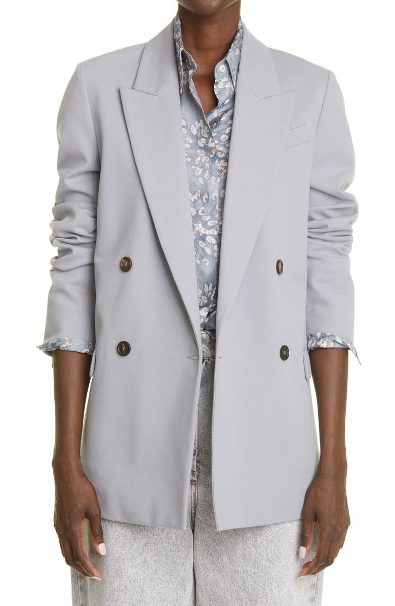 Brunello Cucinelli Double Breasted Knit Blazer, Main, color,