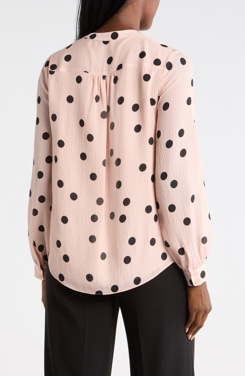 Elie Tahari Lara Polka Dot Silk Popover Top, Alternate, color, Soho Pink With Noir Dot