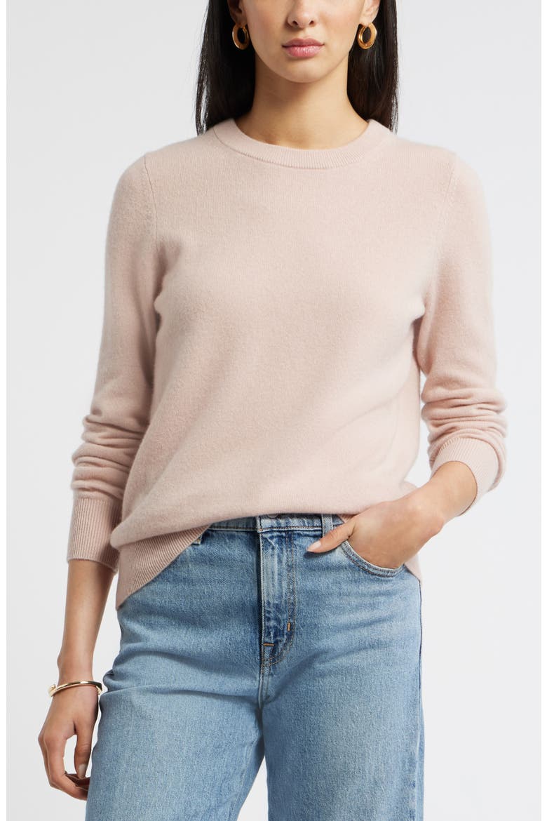 Cashmere Crewneck Sweater, Main, color, PINK ADOBE