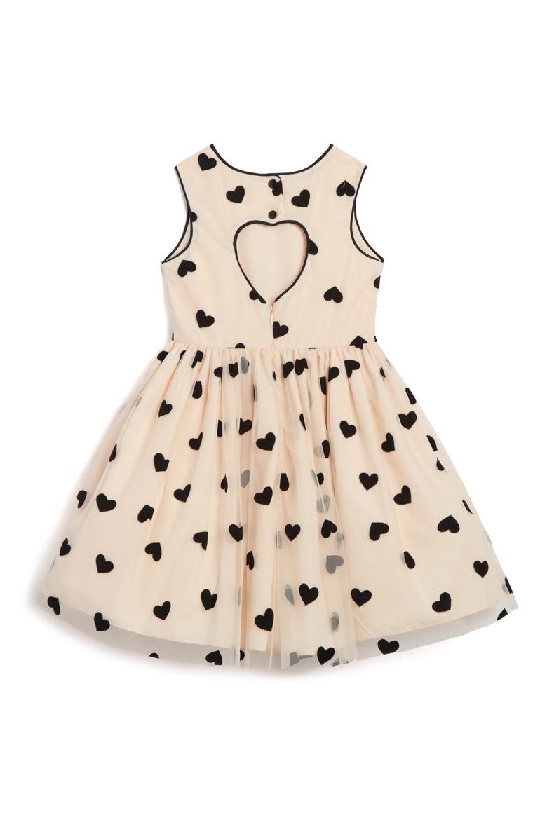 Kids' Flocked Heart Sleeveless Fit & Flare Dress, Alternate, color, PINK
