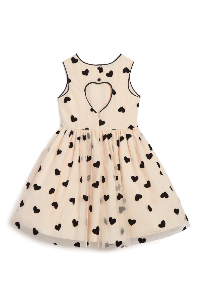 Pippa & Julie Kids' Flocked Heart Sleeveless Fit & Flare Dress, Alternate, color, Pink