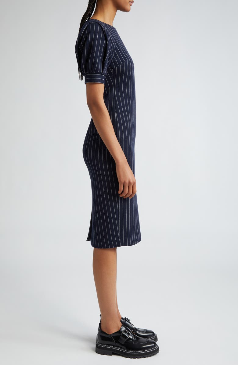 Max Mara Tunica Pinstripe Puff Sleeve Sheath Dress, Alternate, color, Ultramarine