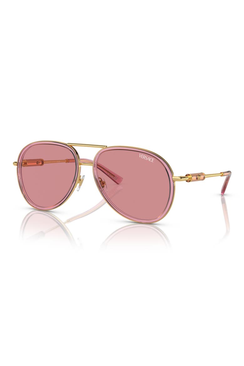 60mm Pilot Sunglasses, Alternate, color, PINK