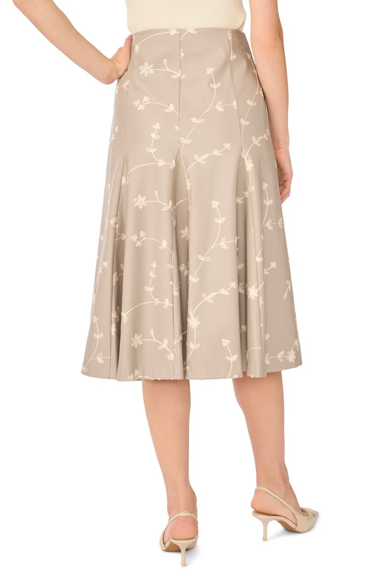 Embroidered Faux Leather Midi Skirt, Alternate, color, PEBBLE