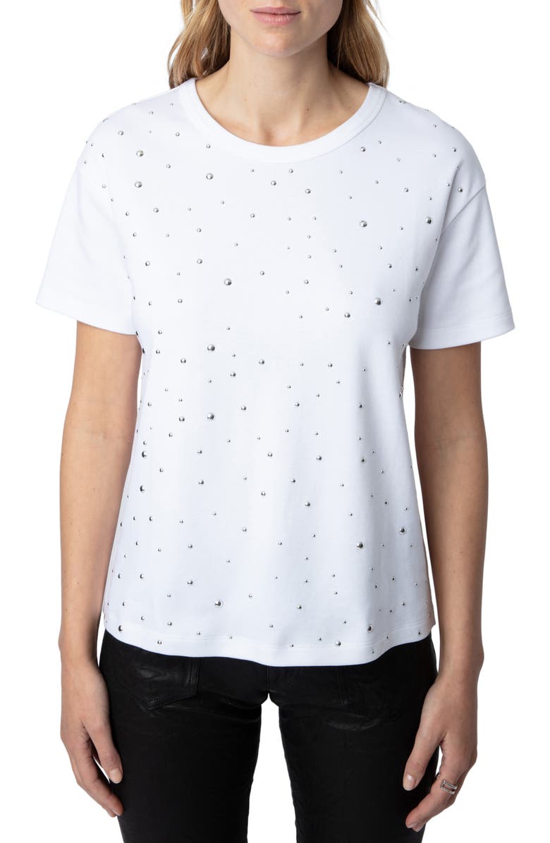 Zadig & Voltaire Marta Diamanté Cotton T-Shirt, Main, color, 