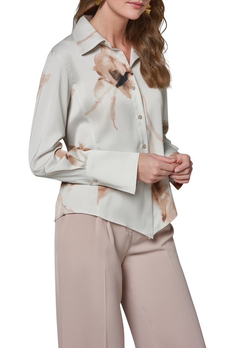 Floral Print Button-Up Shirt, Alternate, color, LIGHT TUSCAN GREY MULT