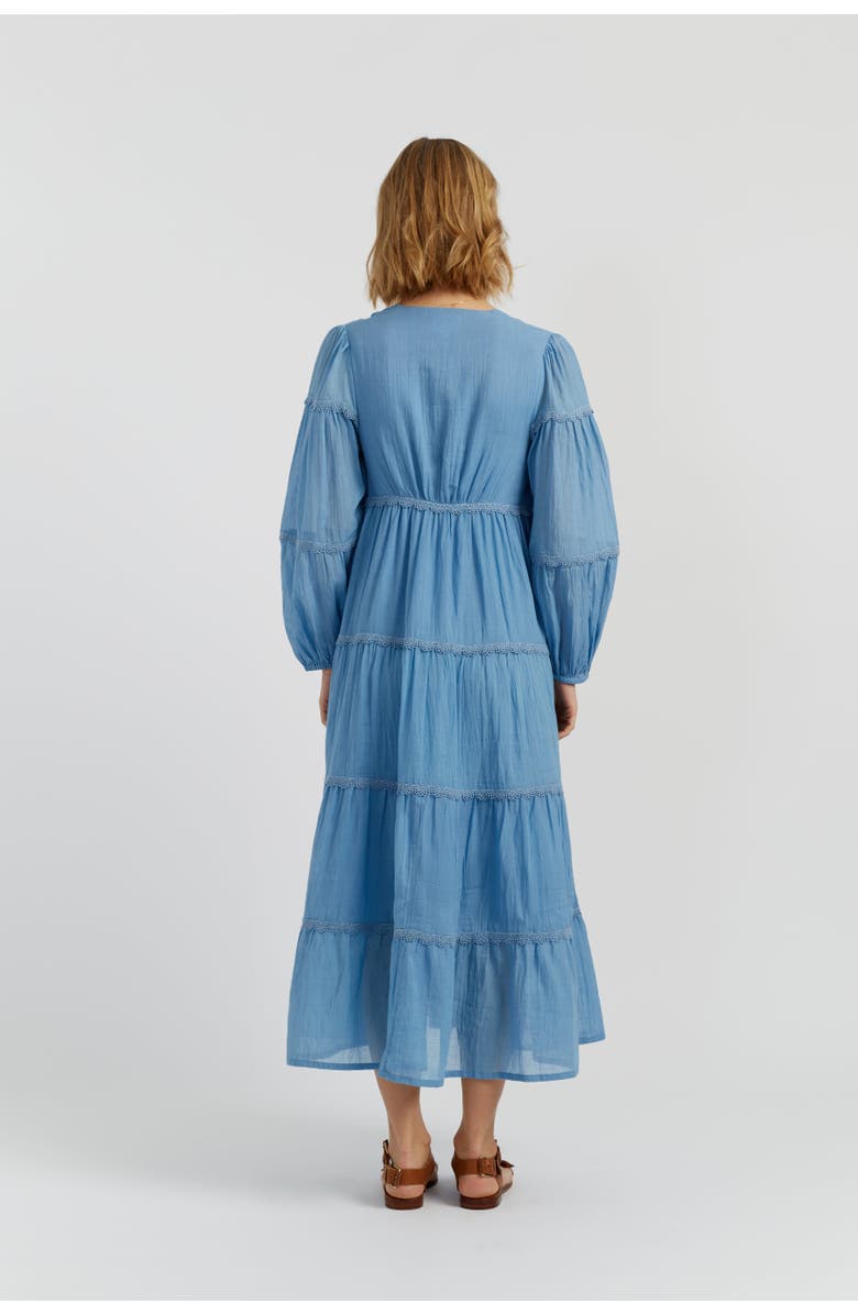 Chinti & Parker Cotton Rainbow Scallop Dress, Alternate, color, Dusty Blue