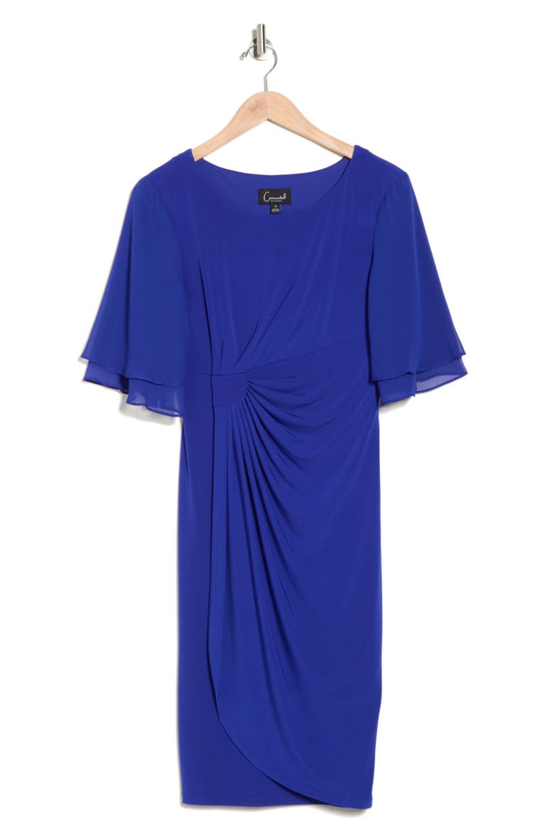 Ruffle Sleeve Sheath Dress, Alternate, color, DEEP COBALT