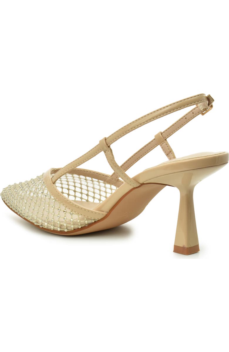 Nicole Miller Rhinestone Mesh Slingback Pump, Alternate, color, Beige Patent