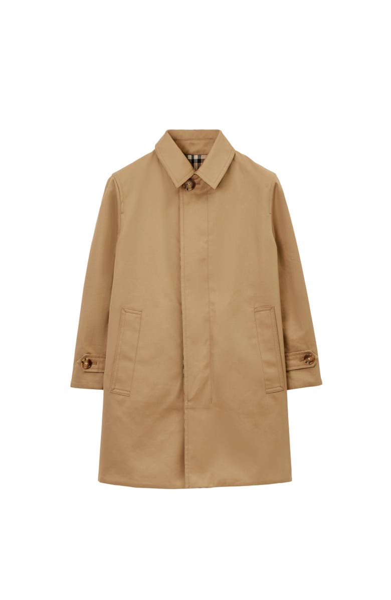 Burberry Reversible Check Gabardine Car Coat, Alternate, color, Archive Beige