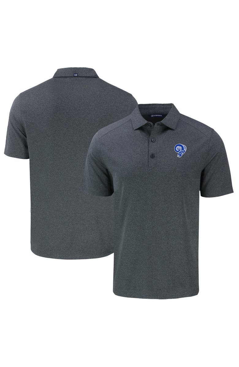 Cutter & Buck Men's Cutter & Buck  Heather Black Los Angeles Rams Throwback Big & Tall Forge Eco Stretch Recycled Polo, Main, color, 
