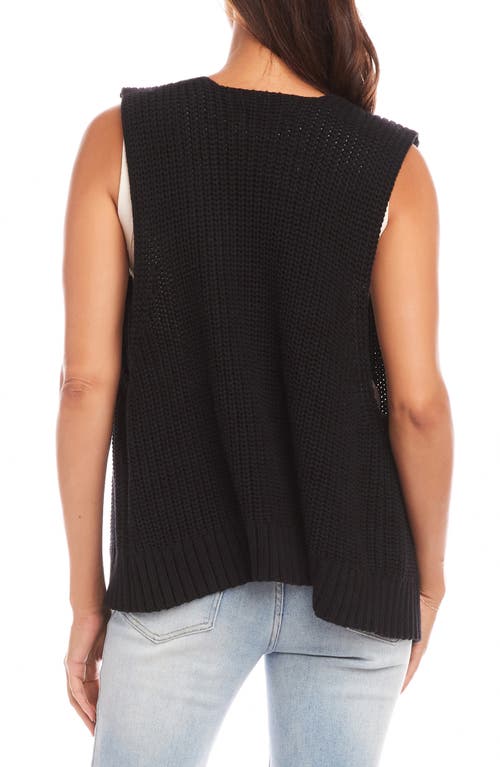 Karen Kane Open Front Cotton Sweater Vest In Black
