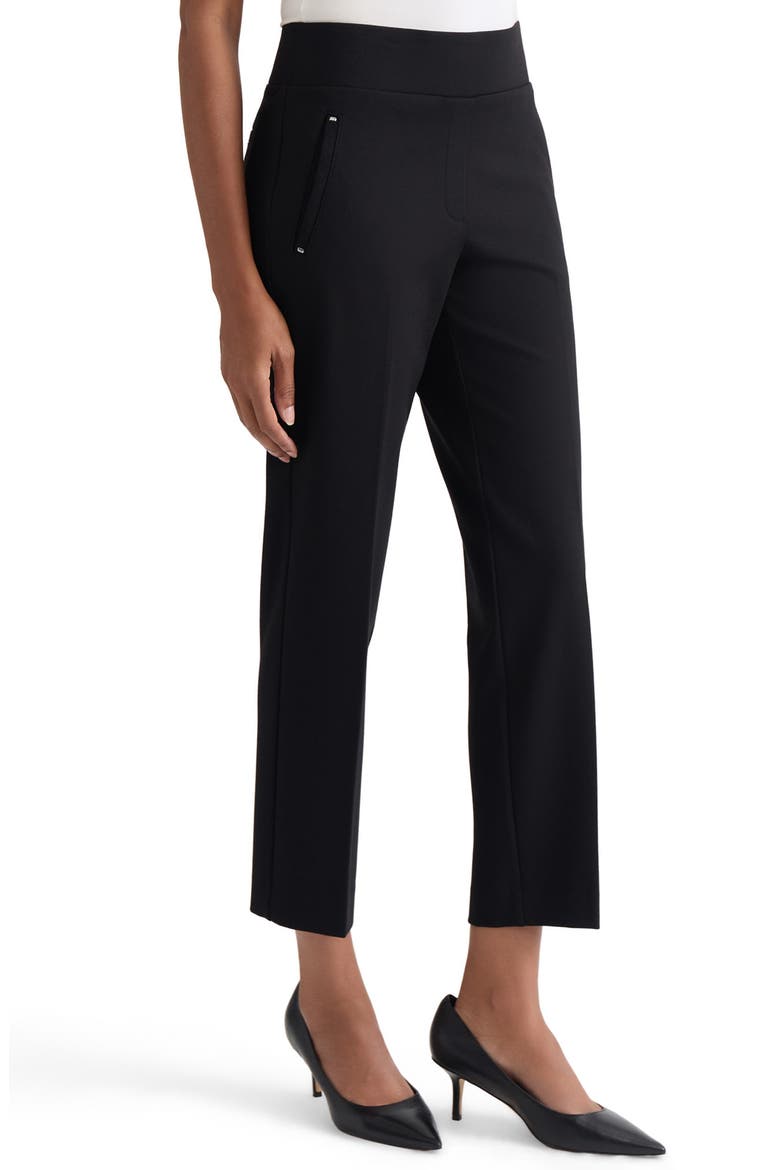 High Waist Pull-On Straight Leg Ankle Pants, Alternate, color, JONES BLACK